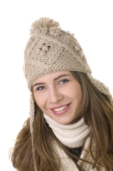 Χαμογελαστό κορίτσι στο στυλ του χειμώνα — Φωτογραφία Αρχείου