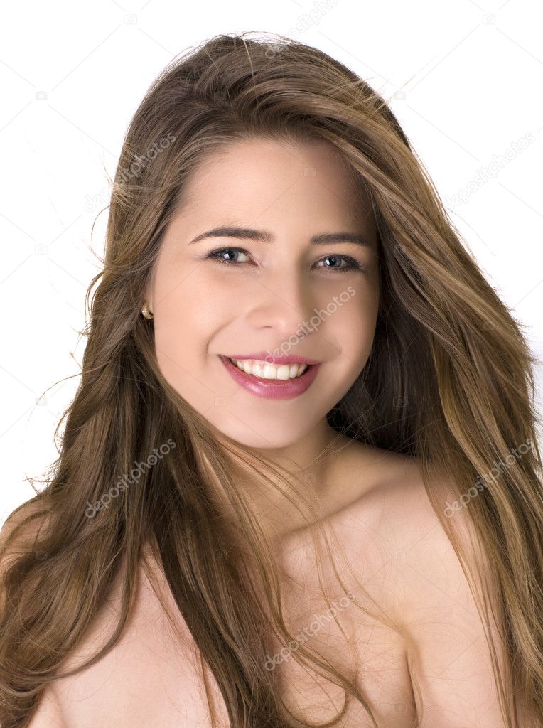 Portrait of a young woman with long hairs