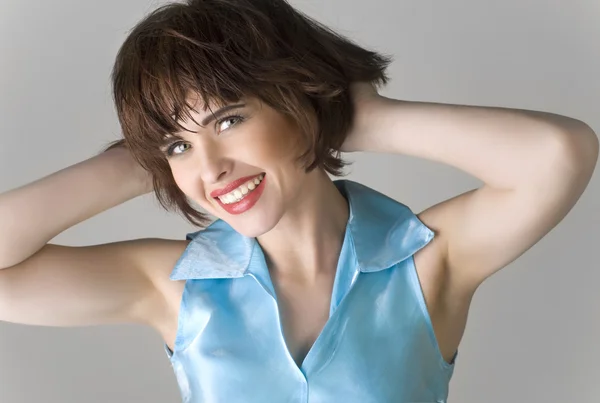 Portrait of a woman with brown short hairs — Stock Photo, Image