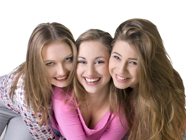 Portrait Three Young Beautiful Happy Girls — Stock Photo, Image