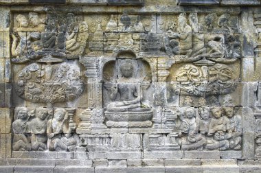 Stone carving in the Borobudur temple clipart