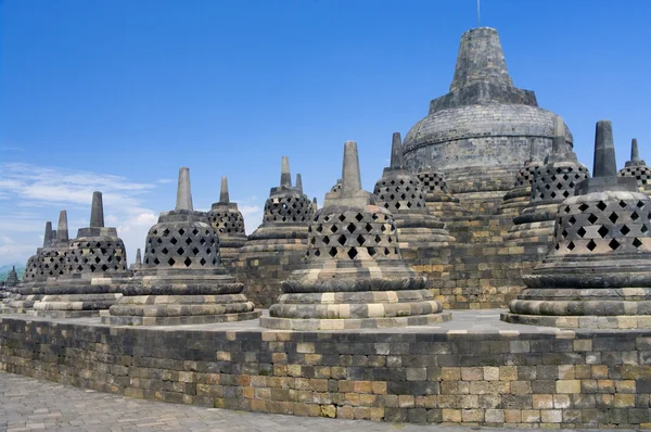 Buddist templom borobudur. Yogyakarta szálláshelyén. Java, Indonézia — Stock Fotó