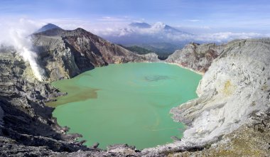 Sulphatic lake in a crater of volcano Ijen clipart