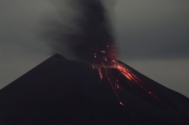 Night volcano eruption. Anak Krakatau clipart