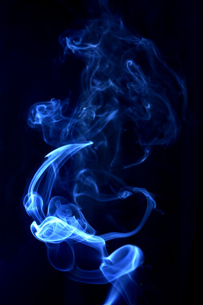 Abstract blue smoke figure