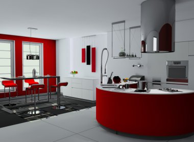 Modern kitchen interior clipart