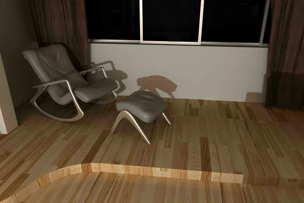 Interieur modieuze woonkamer rendering — Stockfoto