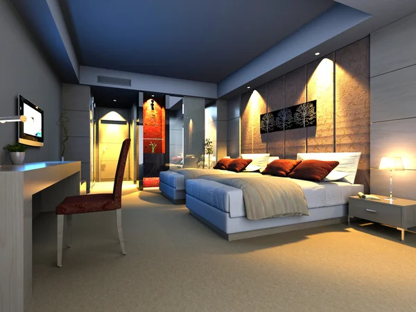 Representación del interior del hogar centrado en el dormitorio — Foto de Stock