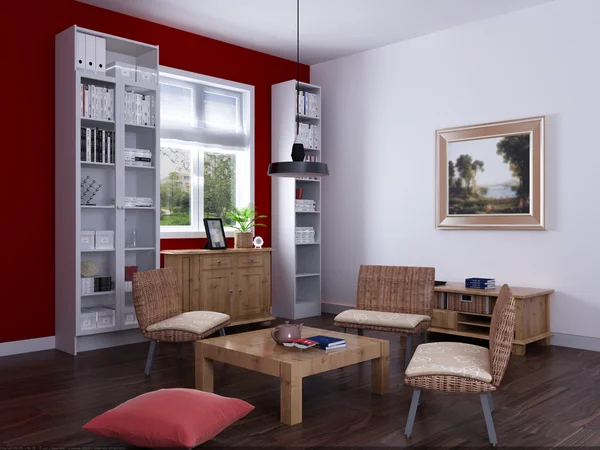 Interior elegante sala de estar renderização — Fotografia de Stock