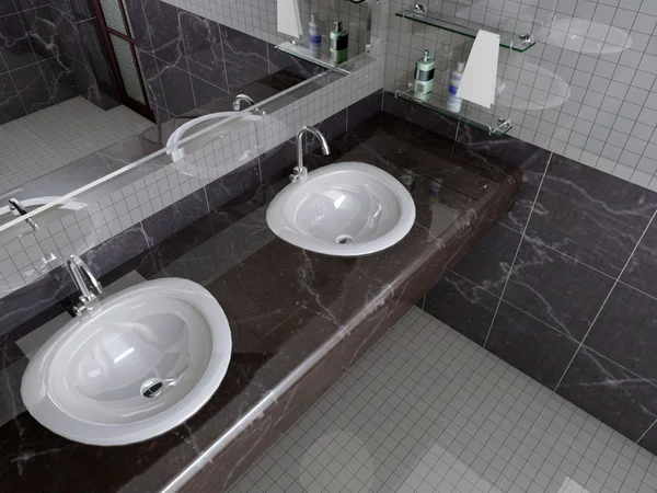 Оформление современного интерьера ванной комнаты — стоковое фото