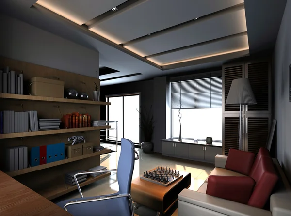 Interior fashionable living-room rendering Stock Photo