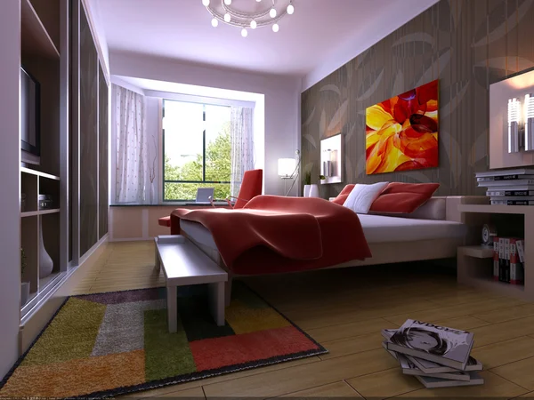 Створення домашнього інтер'єру, орієнтованого на кімнату для ліжок Ліцензійні Стокові Фото