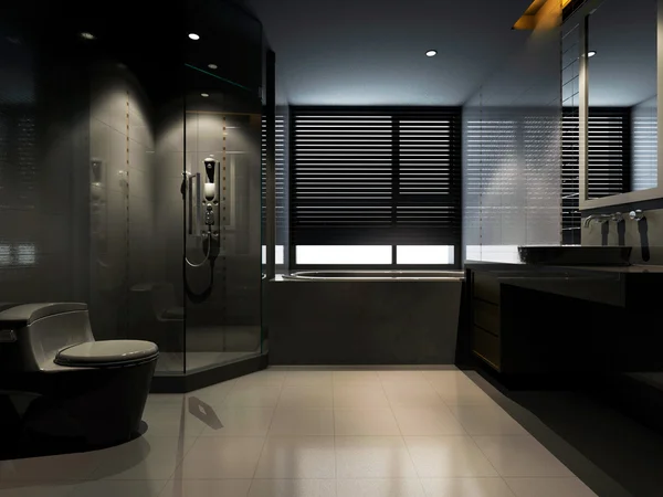 현대적인 욕실 인테리어의 렌더링 스톡 이미지
