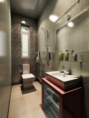 3d rendering of the bathroom interior clipart