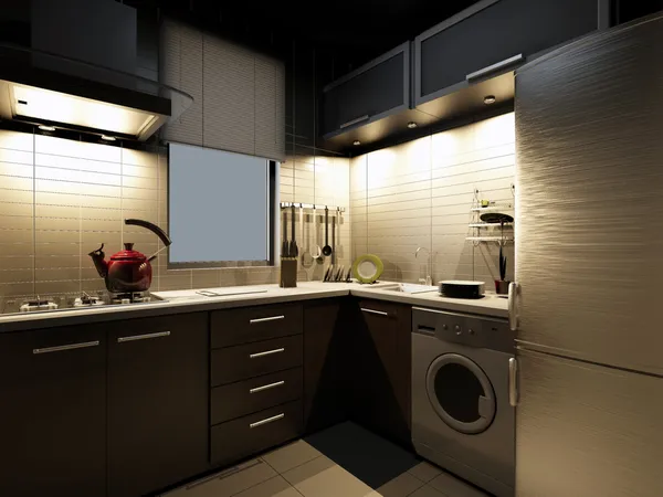 A cozinha moderna design de interiores — Fotografia de Stock