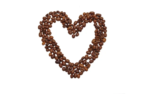 Кофе зерна в форме сердца — стоковое фото