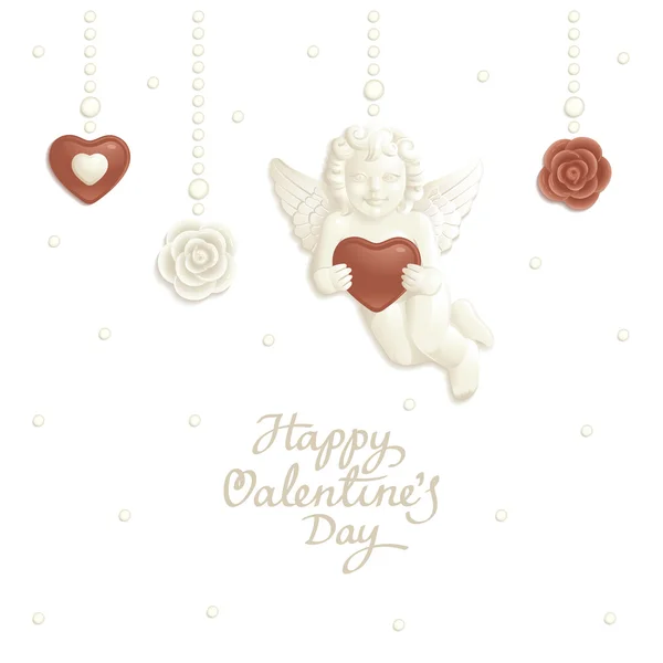 Fond Saint Valentin Avec Bonbons Chocolat Blanc Lait — Image vectorielle