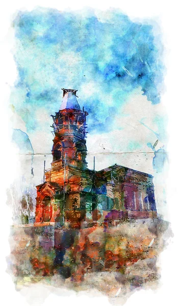 Stock image Watercolour church