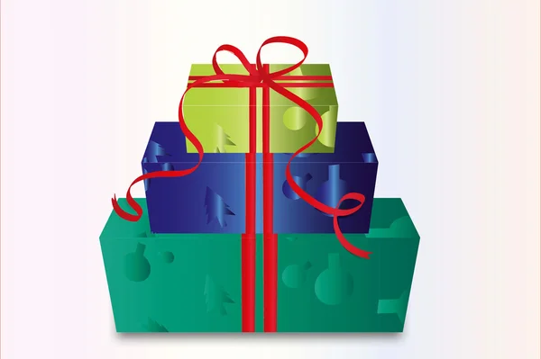 Caja de regalo: Una caja de regalo en 3 colores — Archivo Imágenes Vectoriales