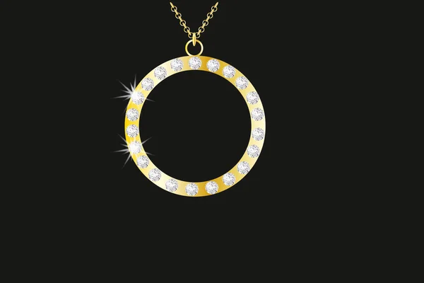 Золотое ожерелье с алмазом — стоковый вектор