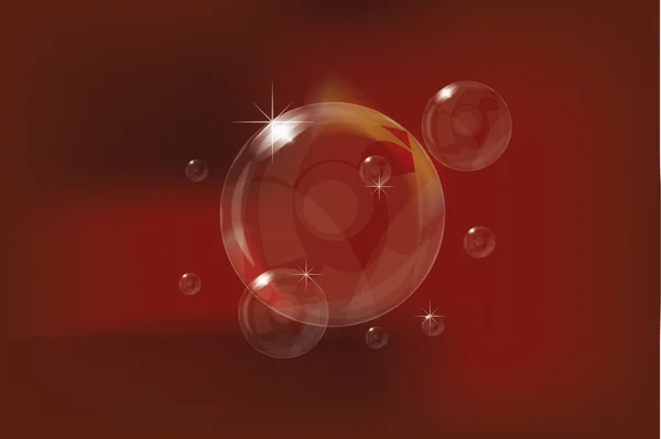 Seamless shiny vector bubbles on red — Stock Vector