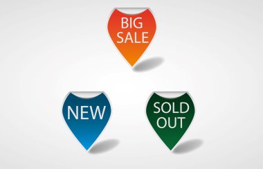 Round Labels / stickers for big sale, new and sold out items clipart