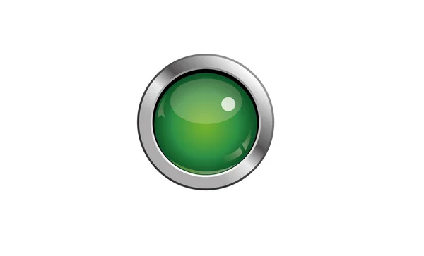 Зеленая кнопка на белом фоне — стоковый вектор