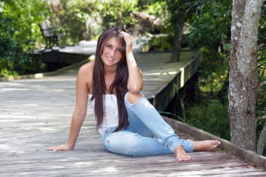 Beautiful Teen Brunette Outdoors (2) clipart