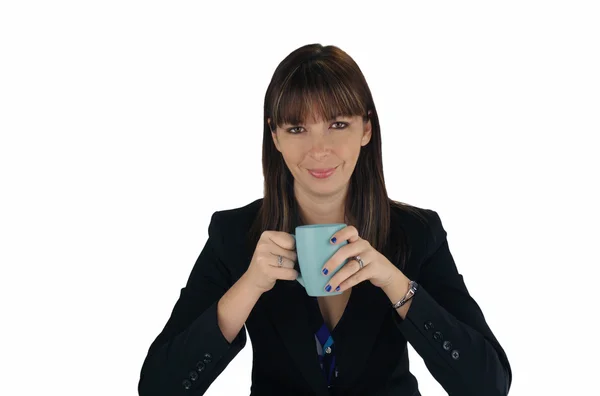 Bella donna d'affari bruna con caffè (2 ) — Foto Stock