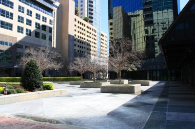 A horizontal view of a downtown plaza in Orlando, Florida, on Orange Avenue. clipart