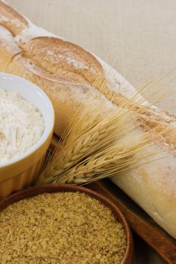 Bread, wheat and wheat germ demonstrate wheat allergens or delicious food clipart