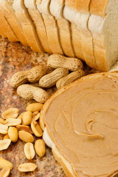 Creamy Peanut Butter with Peanuts — Stock Photo, Image