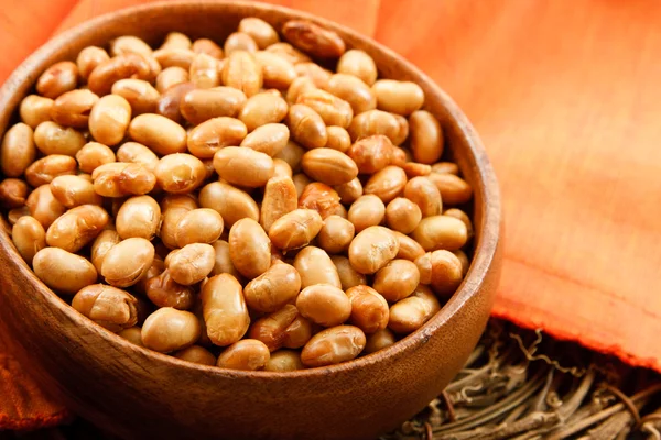 Soybeans in a Wood Bowl — Stock Photo, Image