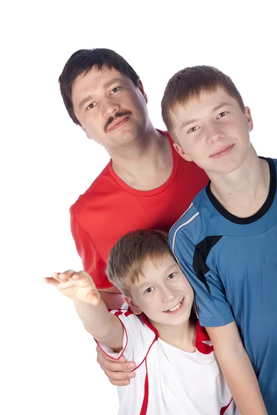 Pai e dois filhos em forma de topo — Fotografia de Stock