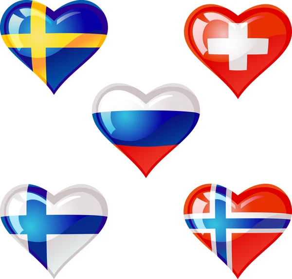 Bandiere cuore — Vettoriale Stock
