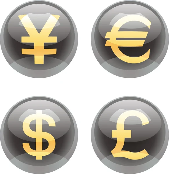 Έξτρα Γυαλιστερό Διάνυσμα Νόμισμα Κουμπιά Νόμισμα Εικονίδια — Διανυσματικό Αρχείο