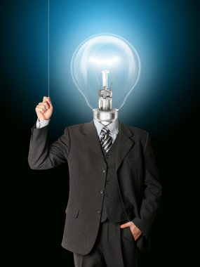 Business man turn on the light clipart