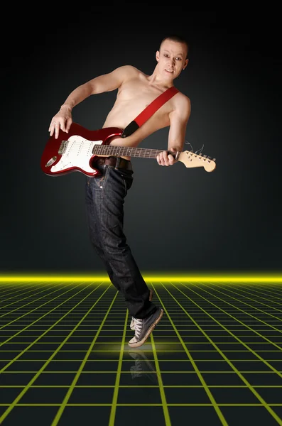 Punk man med gitarr — Stockfoto