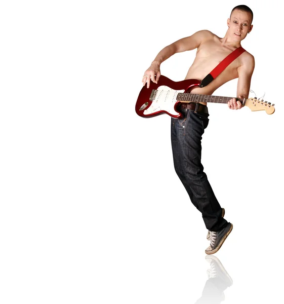 Punk man med gitarr — Stockfoto