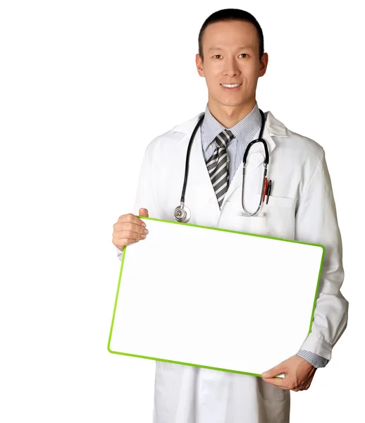 Doutor com placa vazia — Fotografia de Stock