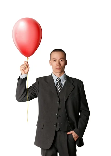 Empresário de terno com o balão — Fotografia de Stock