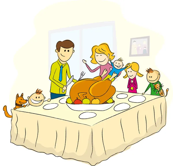 Obraz rodziny Święto Dziękczynienia — Wektor stockowy