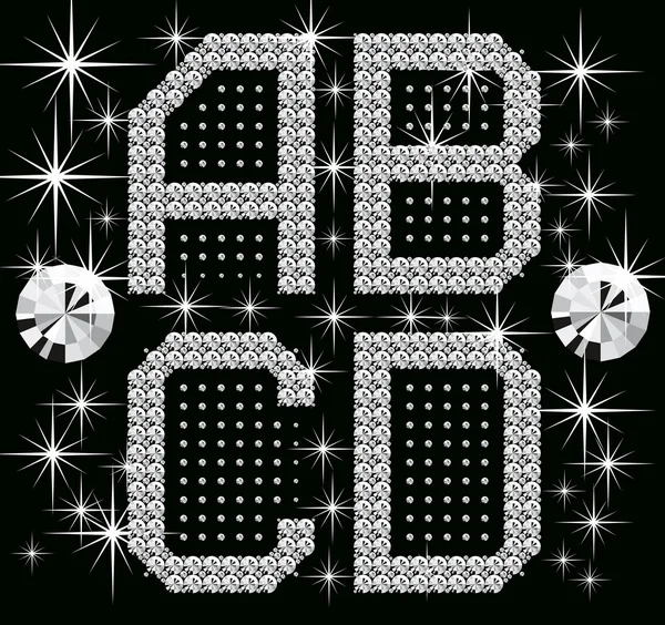 Digitale diamant alfabet nieuwe — Stockvector