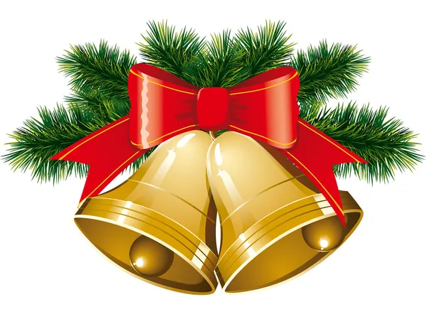 Campane di Natale con albero di Natale — Vettoriale Stock