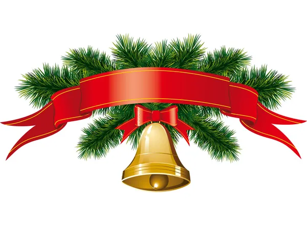 クリスマス ツリーとクリスマスの鐘 — ストックベクタ