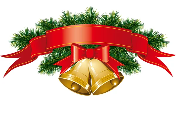 Cloches de Noël avec arbre de Noël — Image vectorielle