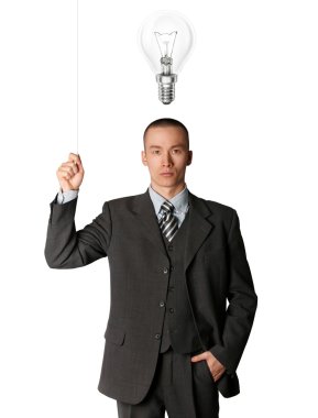 Business man turn on the light clipart