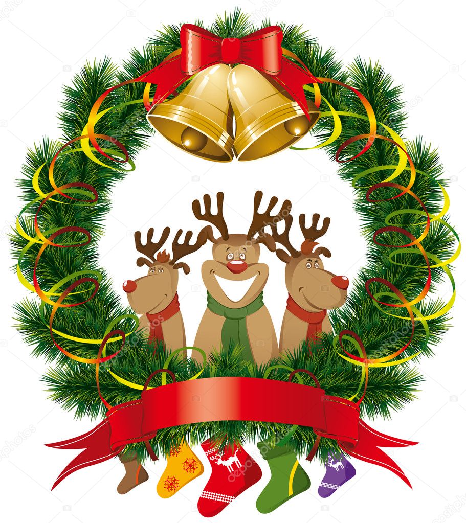 Christmas reindeer with christmas bells