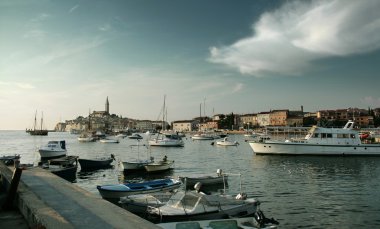 Adriatic sea's uninhabited island with beautiful sky clipart