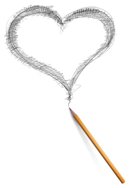 Серце Олівець Ізольовані Білому Тлі — стокове фото